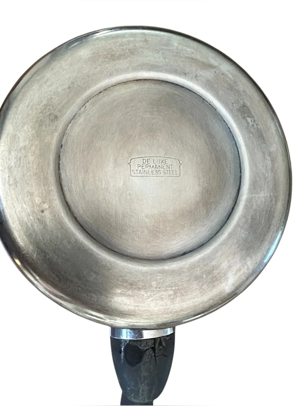 Vintage De Luxe Permanent Stainless Steel 1 Qt Saucepan Pot W‎ Lid Black Handle